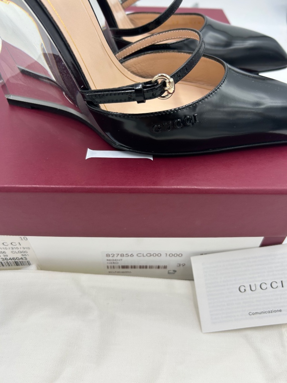 Women’s Gucci Christy Regent Patent  Leather Wedge Mules. Size 9. Made in Italy. - Picture 4 of 12